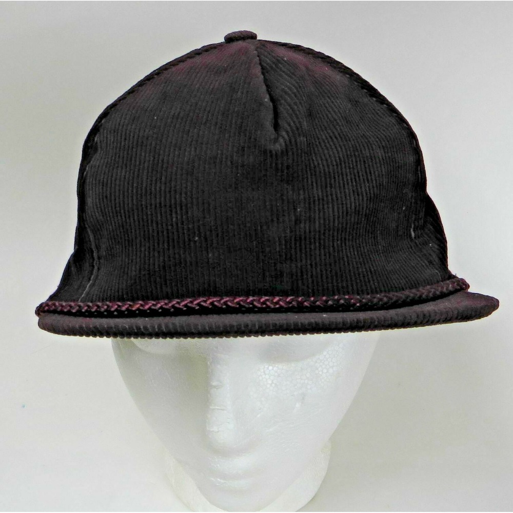 Vtg Designer Award Headwear Maroon Burgundy Corduroy Cap Hat Snap Back